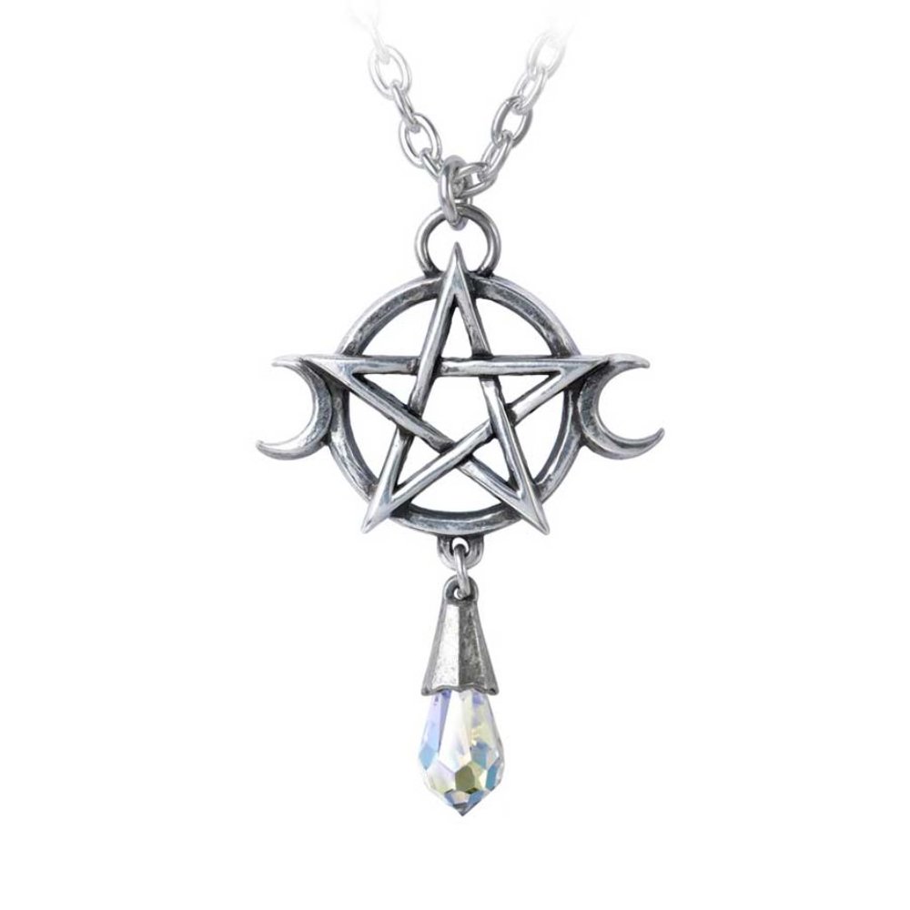 Alchemy Gothic Goddess Pagan Pendant Pentagram Moons NWT